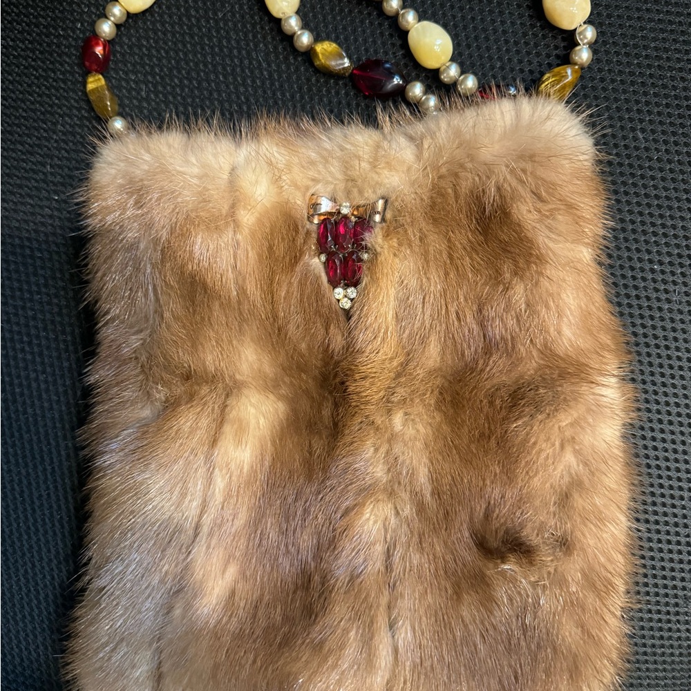 One of a kind, real mink handbag
